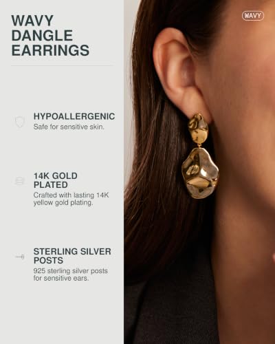 PAVOI 14K Gold Plated Teardrop Statement Drop Dangle Earrings for Women
