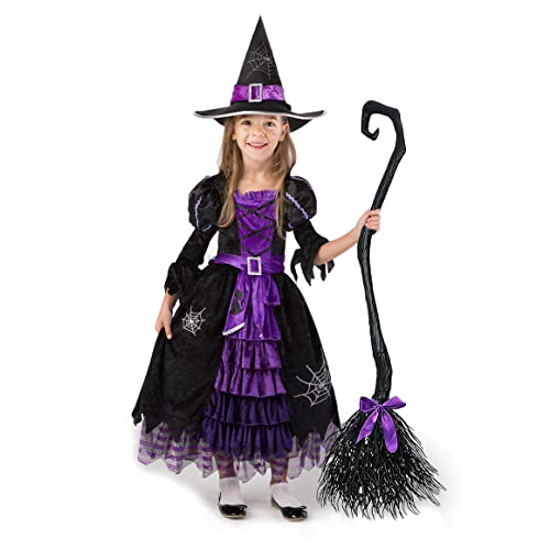 Spooktacular Creations Fairytale Witch Cute Witch Costume Deluxe Set with Broom for Girls
