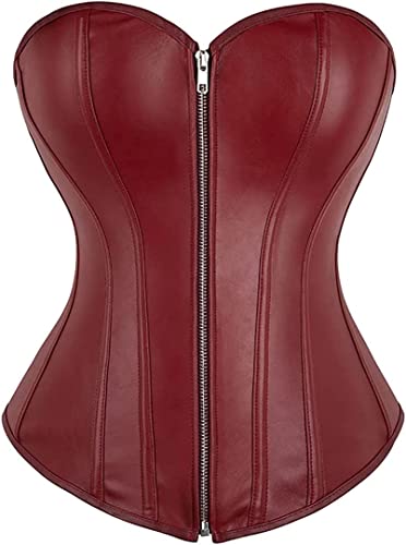 Faux Leather Steampunk Corset Top with Zipper Main image