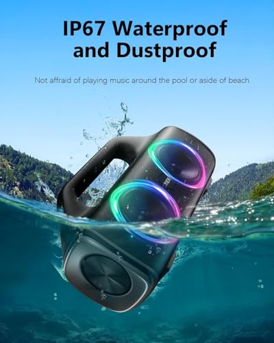 80W IP67 Bluetooth Speaker with Lights & Deep Bass