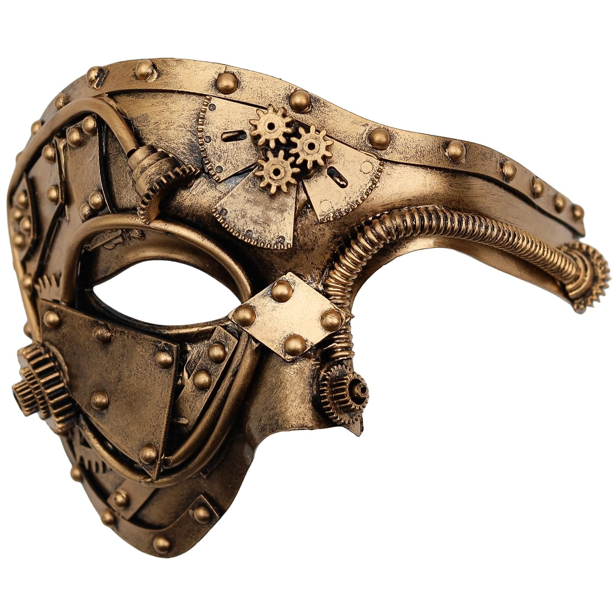 Steampunk Cyborg Half Mask – Gold Metallic Finish