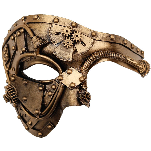 Steampunk Cyborg Half Mask – Gold Metallic Finish