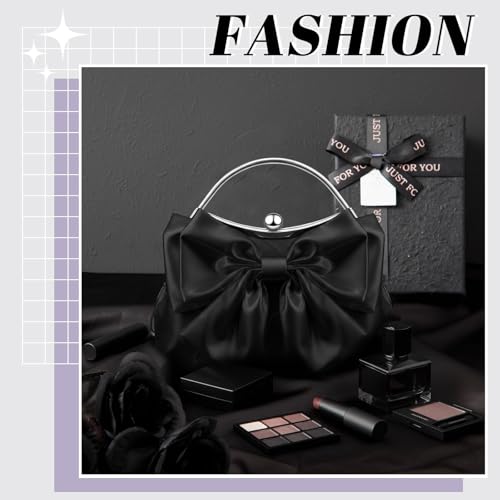 Coquette Bow Pleated Satin Clutch