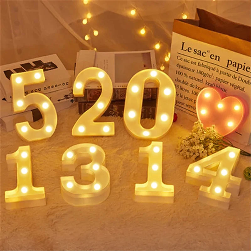 Number Letter Lamp Luminous Alphabet LED Light for Home Wedding Birthday Christmas Party Decoration