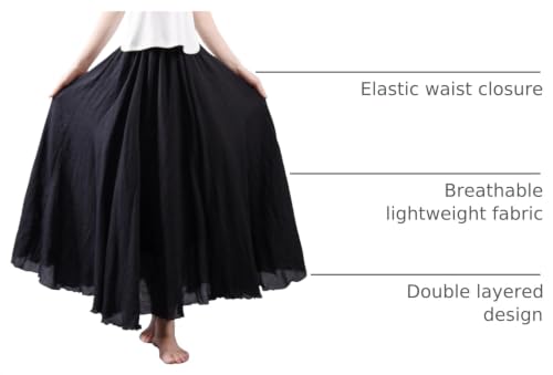 OCHENTA Boho Cotton Maxi Skirts Flowy Long A Line Skirt for Women S-L&Girls