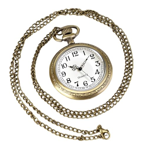 Vintage Quartz Pocket Watches for Men with Chains, Analog Pocket Watch