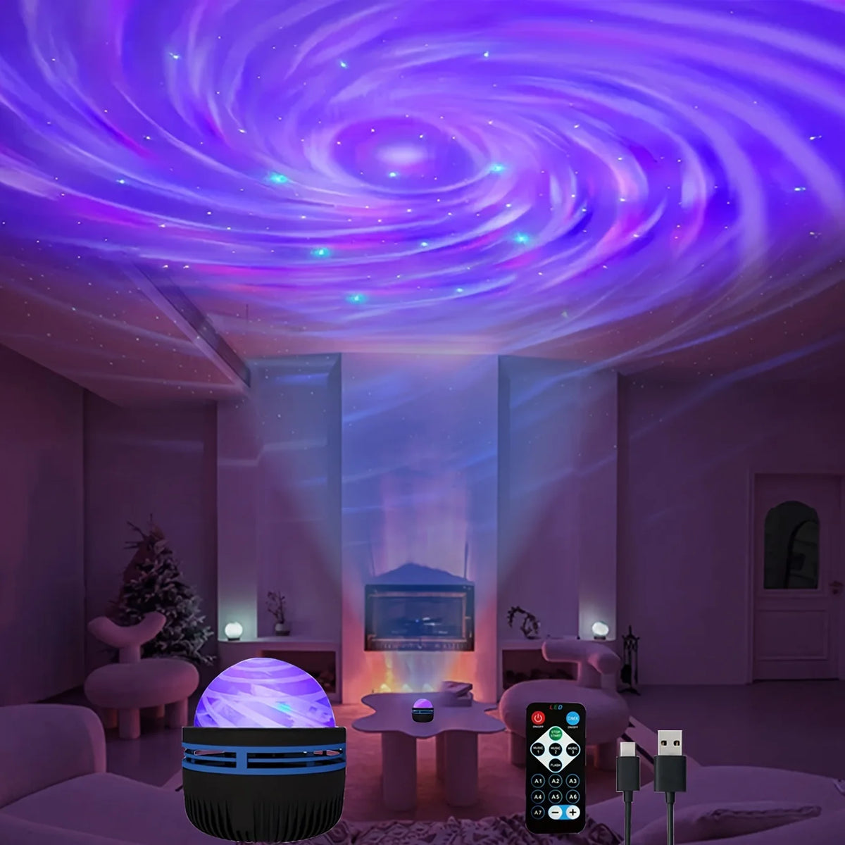 Starry sky Galaxy Lamp Projector LED Night Light Remote Control Sound Active 5v USB Charging 7 Mo... Main image