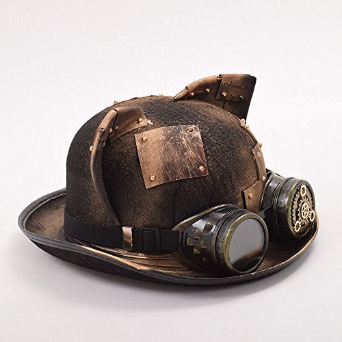 Steampunk Top Hat with Attached Goggles – Unisex