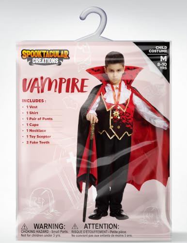 Spooktacular Creations Child Vampire Costume for Boy, Scary Halloween Red Vampire Costume for Kids Dress Up