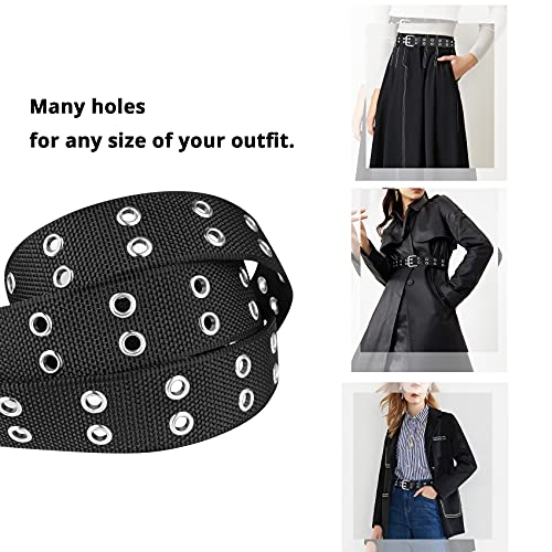 Double Grommet Belt Plus Size 39 To 71'' Nylon Prong Belts For Women