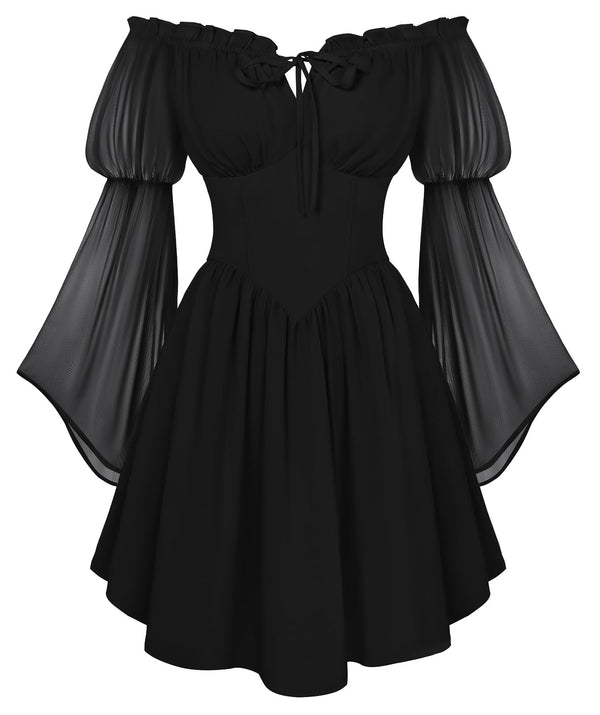Scarlet Darkness Women's Renaissance Faire Fairy Witchy Dress with Pockets