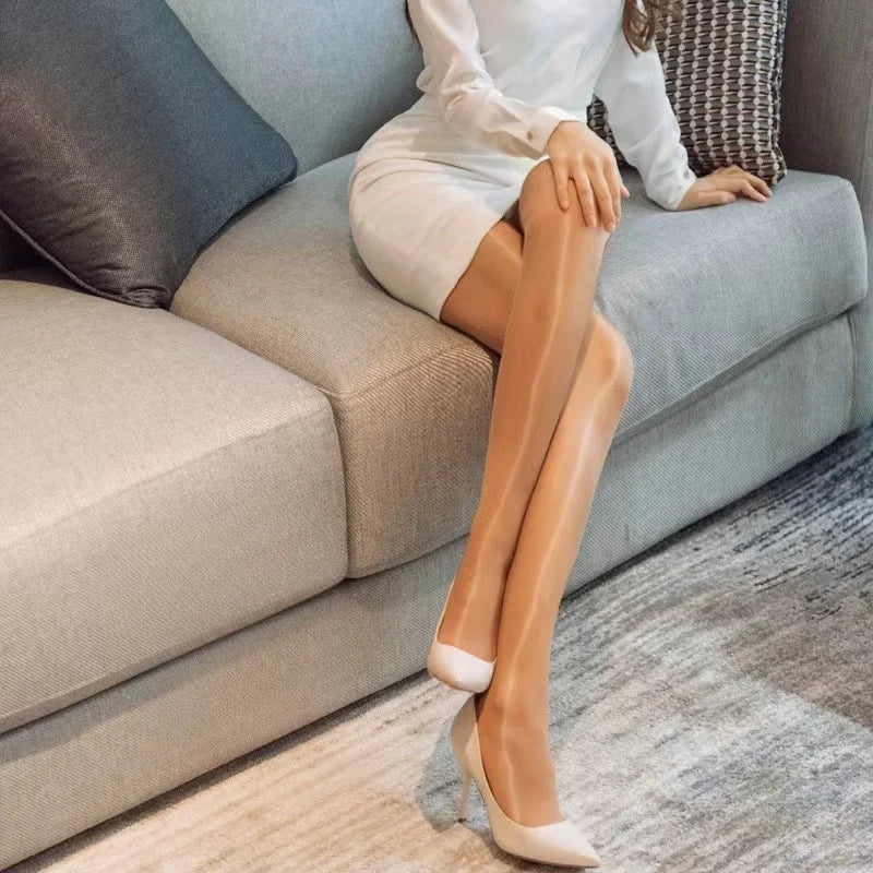 8D Oil Gloss High Waist Open Pantyhose Secondary image