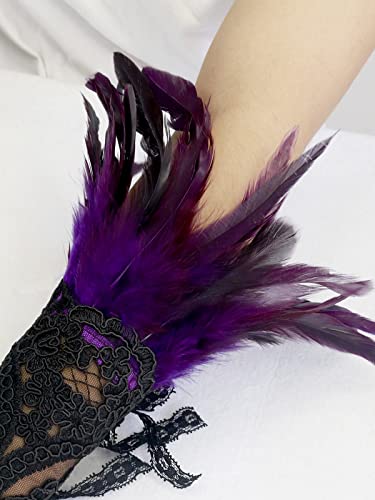 Feather Gloves Women Costume Wrist Cuffs