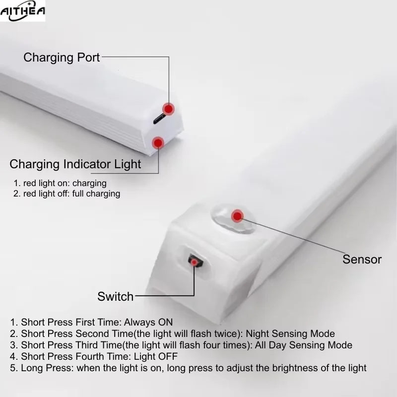 Aithea PIR Motion Sensor LED Cabinet LED Light Wireless Portable Detector Lamp for Hallway