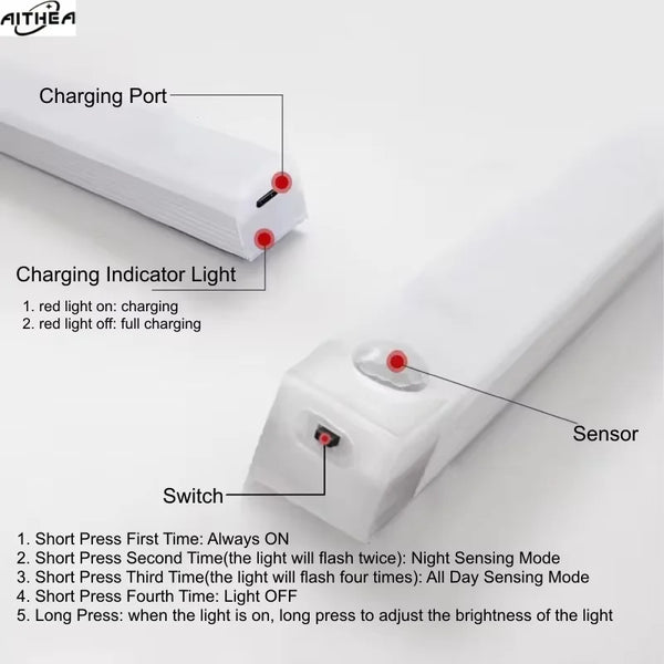 Aithea PIR Motion Sensor LED Cabinet LED Light Wireless Portable Detector Lamp for Hallway