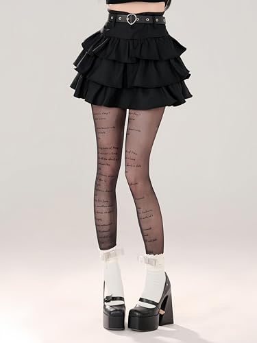 Women Gothic Lolita Mini Skirt Harajuku Y2K Short Skirt Layered Ruffled High Waist A-Line Skirts for Teens