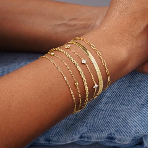M MOOHAM Gold Bracelets Set for Women No Tarnish