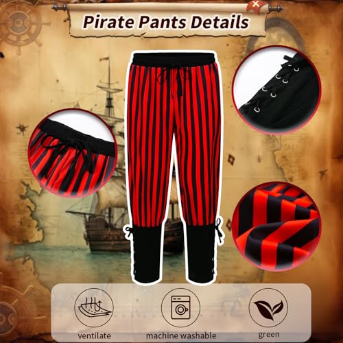 6PCS Mens Pirate Costume Adult with Accessories for Themed Parties