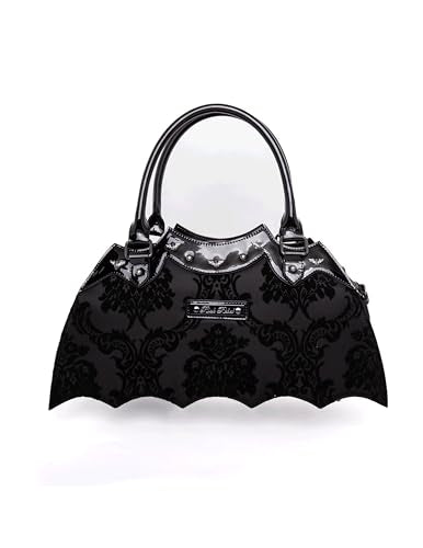 Bat Shaped Damask Handbag with Metal Embellishments