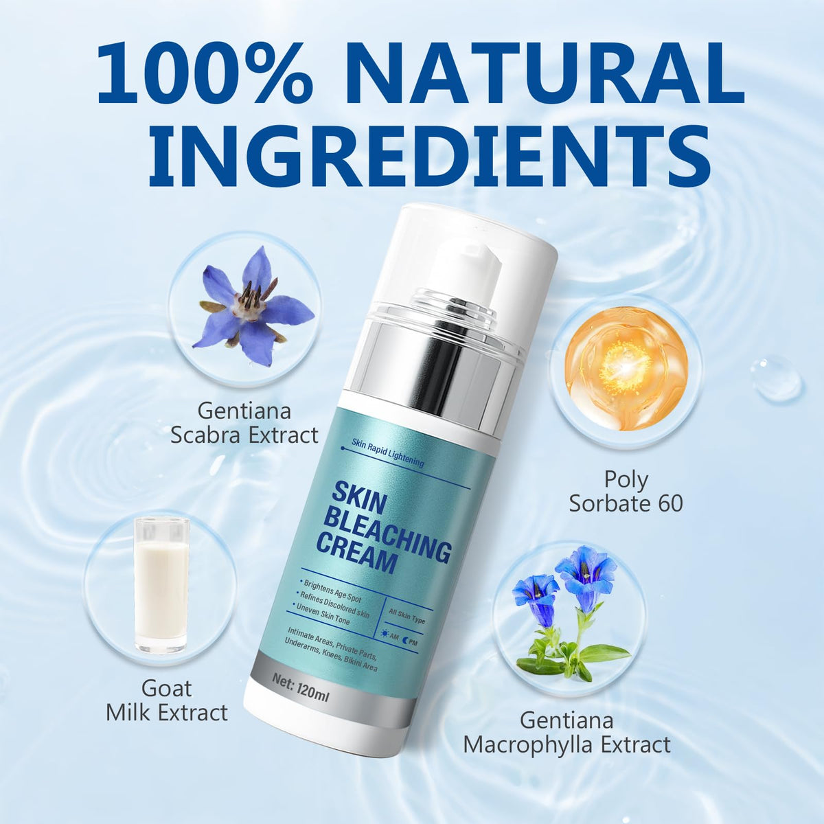 Dark Spot Removal Skin Bleaching and Lightening Intimate Knees Elbows Cream