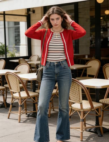Women's Color Block Cropped Knit Cardigan