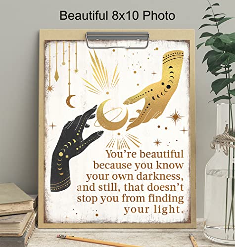 Boho Witchcraft Wall Art - Gothic Witchy Room Decor - Inspirational Positive Quotes for Women - Encouraging Gifts - Shabby chic Celestial Wicca Wiccan Witch Motivational poster - Pagan Supplies