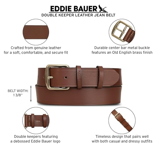 Eddie Bauer Women's Casual Leather Belts With Durable Metal Buckle