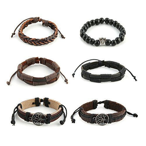 HZMAN Genuine Leather Tree of life Bracelets for Men Women