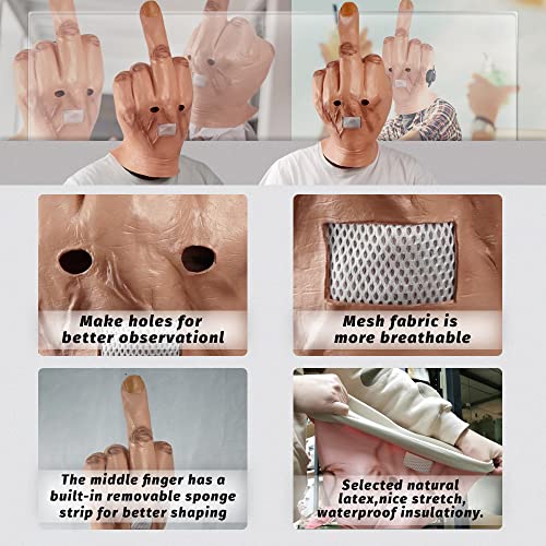 Middle Finger Funny Head Mask Costume Party Prop Adult Middle Finger Mask