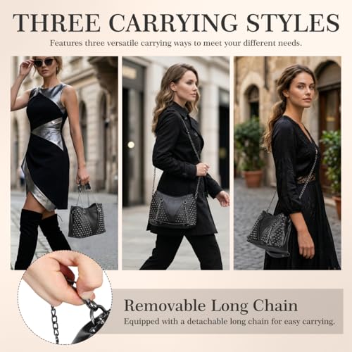 Studded Rivet Chain Crossbody Messenger Bag