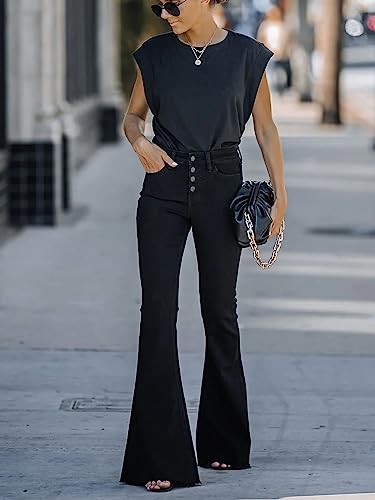Women's Flare Bell Bottom Jeans High Waisted Wide Leg Bootcut