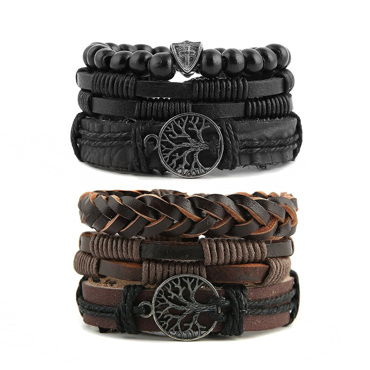HZMAN Genuine Leather Tree of life Bracelets for Men Women