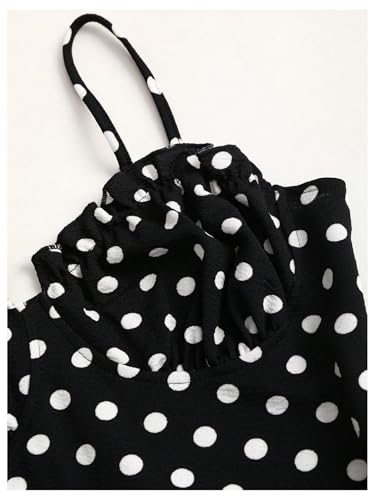 Milumia Women's Polka Dots Frill Trim Cami Dress Fishtail Maxi Dresses