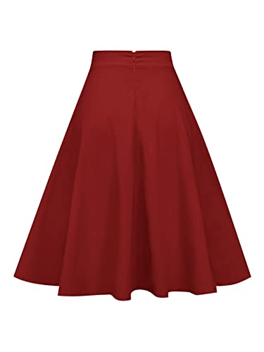 ZEZCLO Women Poodle Skirt Midi skirt 50s Vintage Pleated A-line Skirts