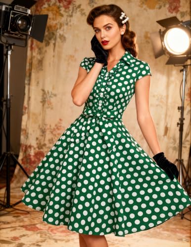 Wedtrend Women's 1950s Rockabilly Cap Sleeve Vintage Swing Cocktail Dress