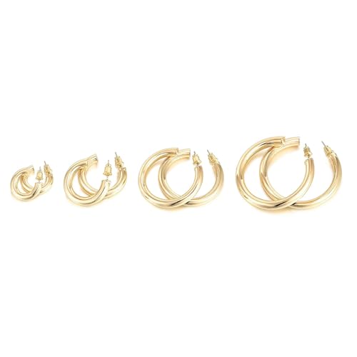PAVOI Chunky Hoop Earrings for Women, 14K Gold Plated, Yellow Gold, Size 30