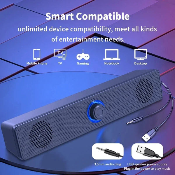Portable Bluetooth Soundbar for PC, TV & Desktop