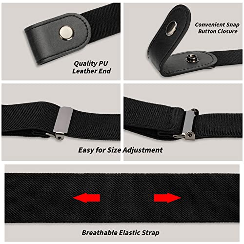 No Buckle Stretch Belt For Women Men, Elastic Invisible For Jeans