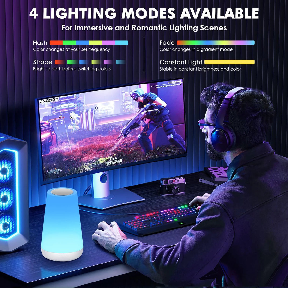 13 Color Changing Night Light RGB Remote Control Touch Dimmable Lamp Portable Table Bedside Lamps...