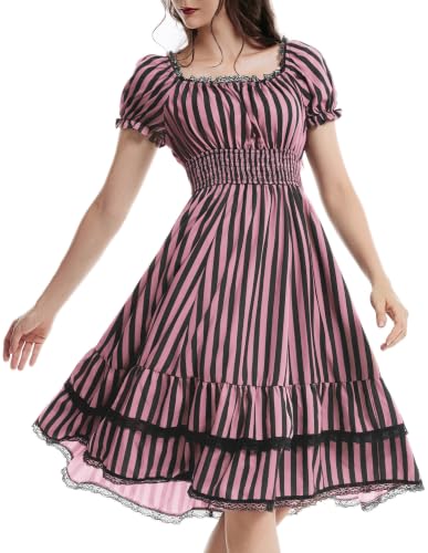 Scarlet Darkness Womens Gothic Pirate Corset A Line Midi Dress with Pockets