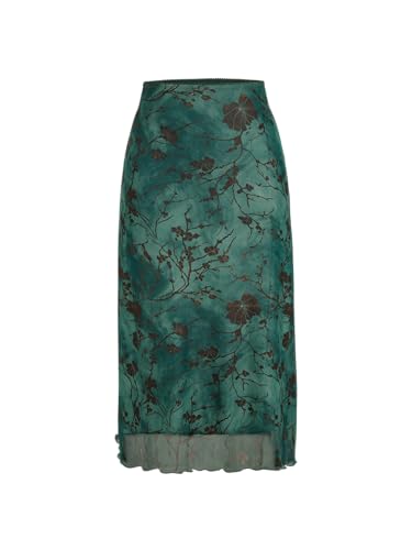 CIDER Women’s Mesh Floral Boho Long Midi Skirts