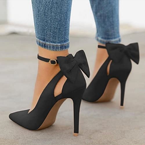 Fashare Womens High Heels Bow Tie Back Sexy Stiletto Ankle Strap Wedding Dress Pumps Shoes Secondary image