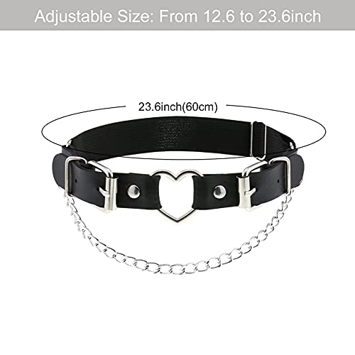 2PCs Leather Leg Garter with Chains, Elastic Rock Heart Thigh Garter for Women