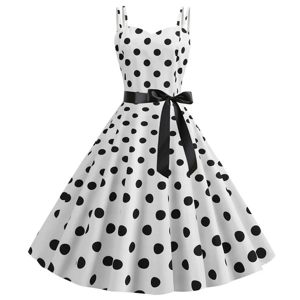 Summer Sexy Spaghetti Strap Polka Dot Dress Big Swing Party Rockabilly Dress Vestidos