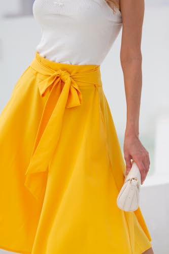Belle Poque Women High Waisted A Line Skirt with Pockets