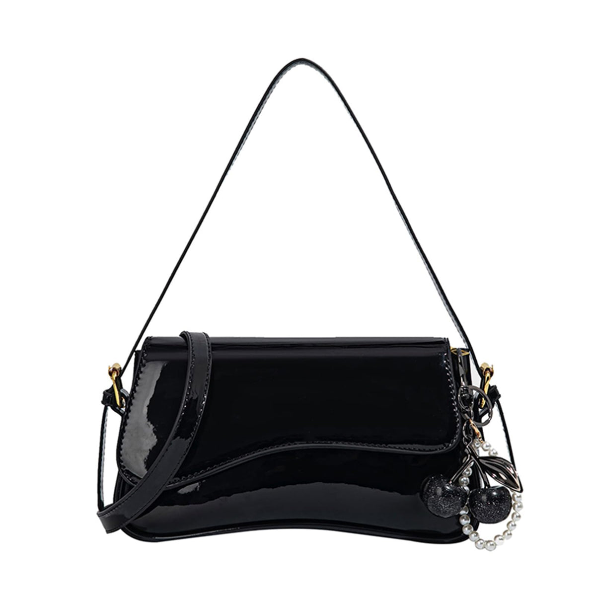 Purse for Women — Hobo Crossbody/Shoulder Bag with Cherry Pendant, Classic Retro Y2K, Detachable Straps
