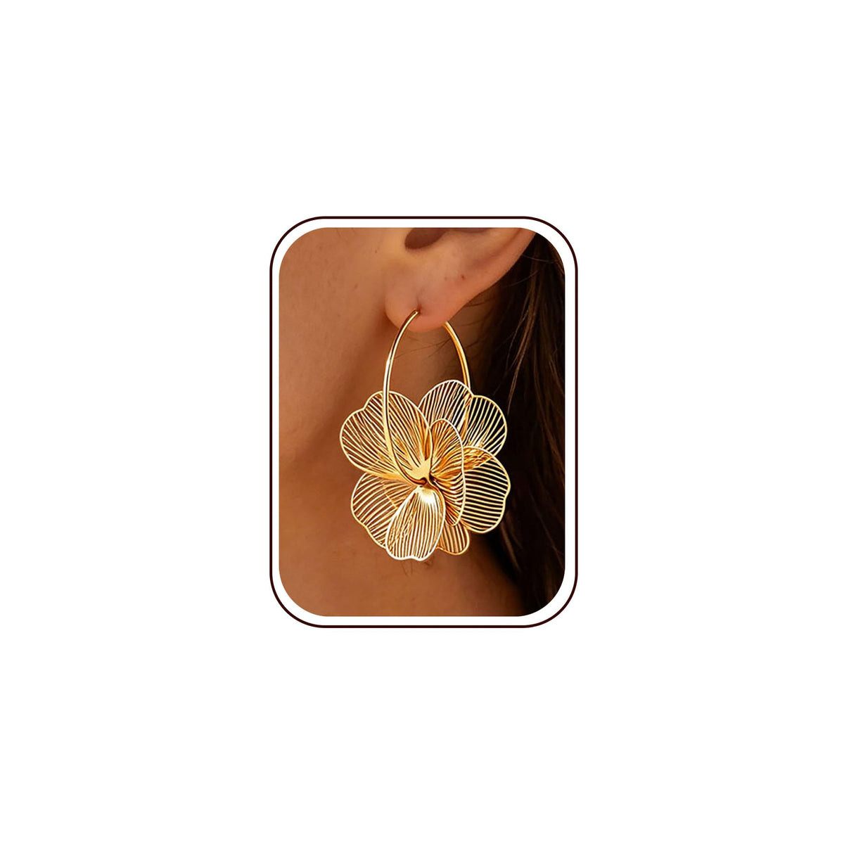 Flower Dangle Gold Earrings for Women Trendy Statement Hoop Earring Jewelry