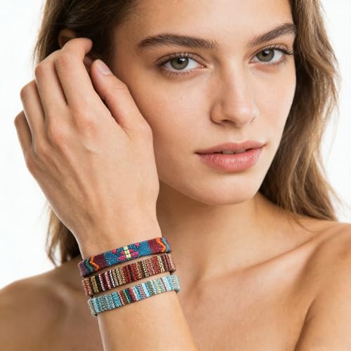 HZMAN Mix 6 Wrap Bracelets Men Women, Hemp Cords Ethnic Tribal Bracelets Wristbands (Mix 6 Wrap)