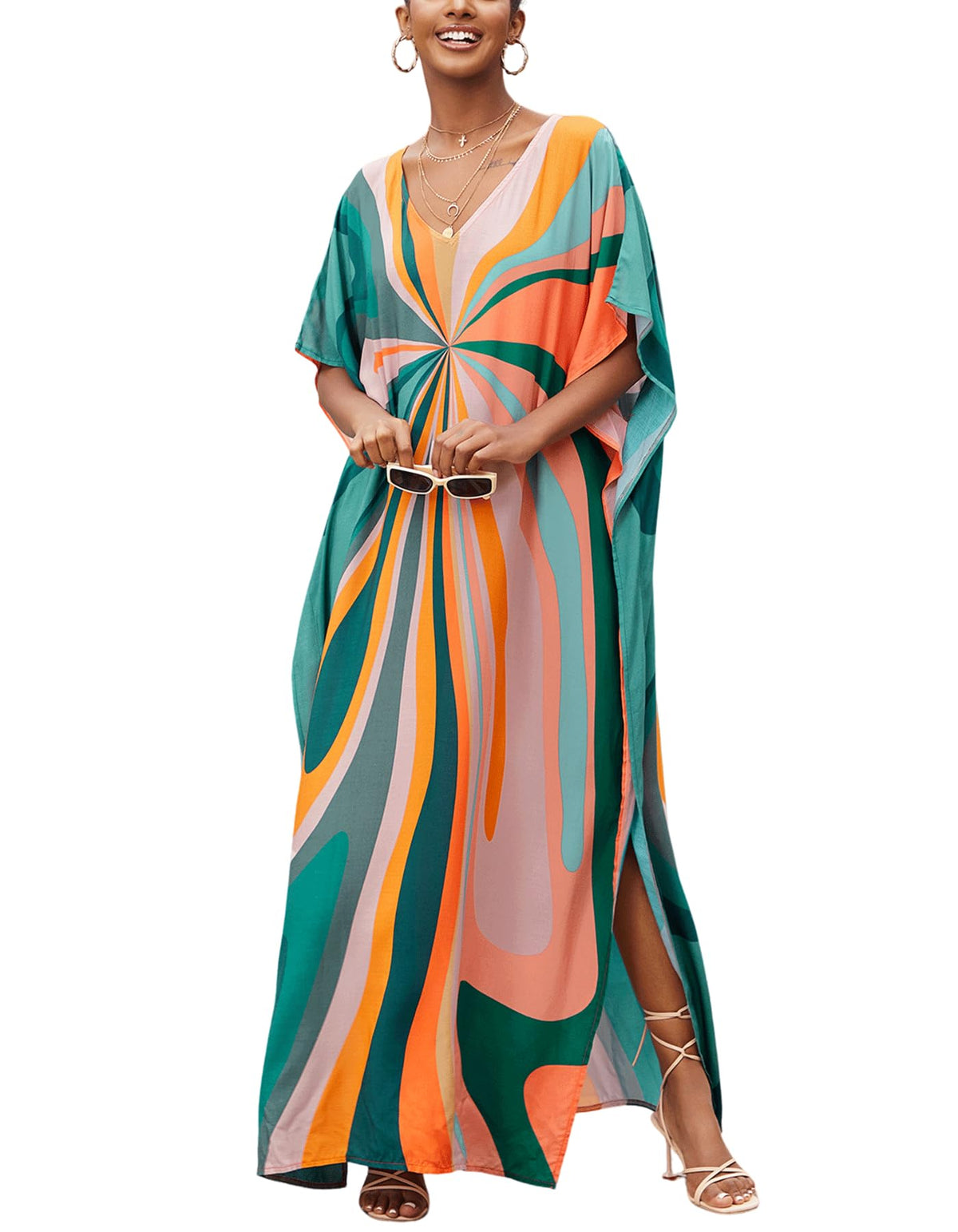 Women's Plus Size Beach Lounge Kaftan Maxi Dress swimsuit coverup for women