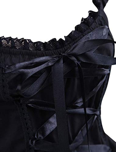 Womens Classic Black Layered Lace-up Goth Lolita Dress